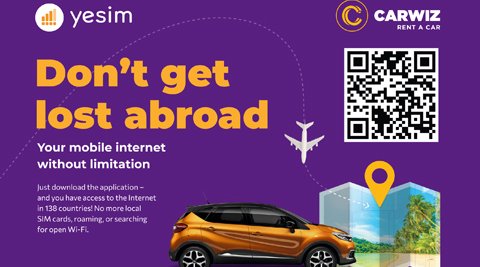 Get the best data roaming with Carwiz and the Yesim app!